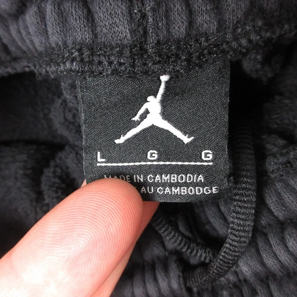 Jordan Shorts Mens Large Black Sweat Fleece Jump Man Logo Basketball Casual 9